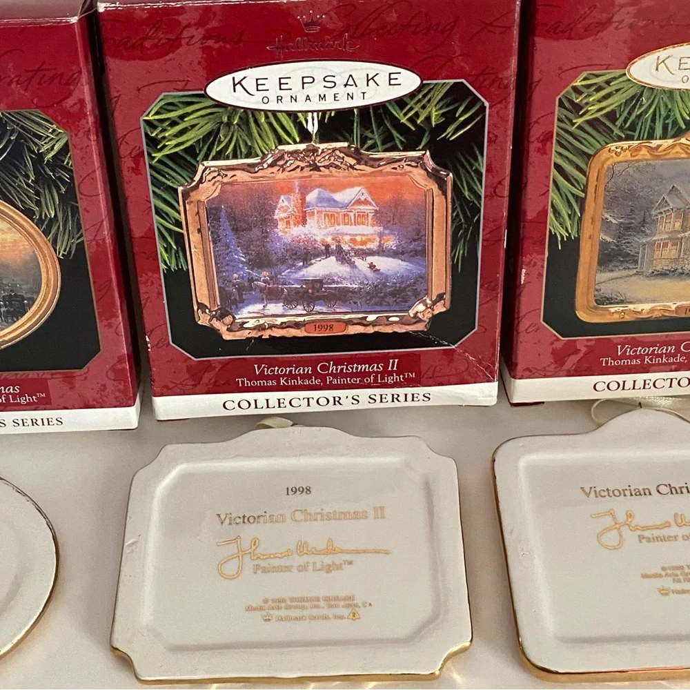 Lot of 4 Hallmark Keepsake Ornaments Victorian Christmas & Christmas Gathering